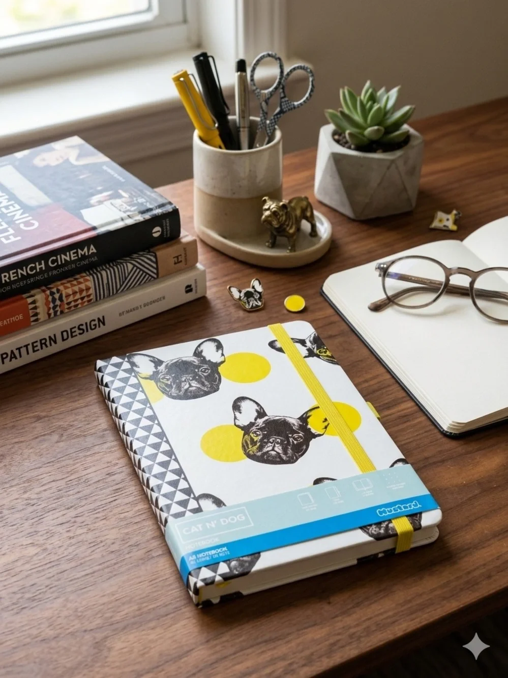 Frenchie Lined Journal with Elastic Closure. NIP